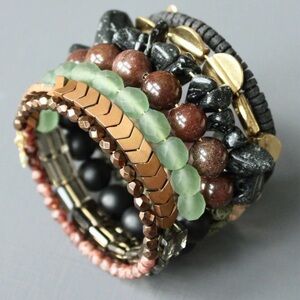 David Aubrey LEXB02 Moss and cocoa wrap bracelet